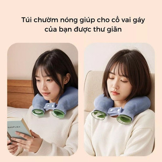 Gối Sưởi Cổ Vai Gáy Lux Home Chất Liệu Nhung Mịn, Túi Chườm Nóng Hình Chữ U Giúp Thư Giãn, Giữ Ấm