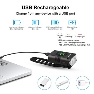 ngoài trời Đèn Xe Đạp T6 LED Phía Trước USB Sạc Núi Đèn Xe Đạp 1000LM Xe Đạp Đèn Pha Đèn Pin Đi Xe Đạp Xe Tay Ga Đuôi