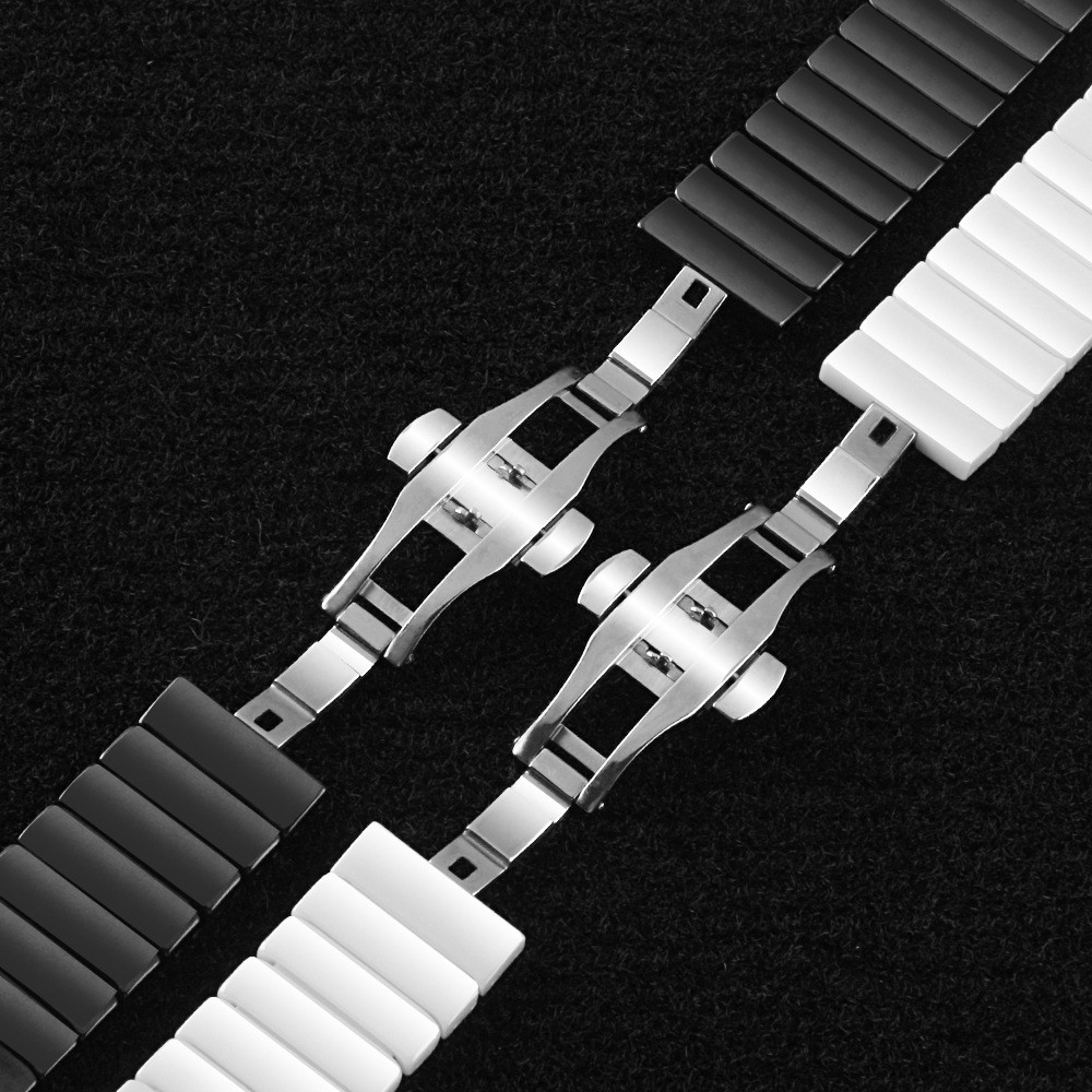 Dây đeo đồng hồ gốm sứ 20mm 22mm Dây đeo đồng hồ thông minh phát hành nhanh cho nam giới dành cho nữ Vòng đeo tay đồng hồ màu trắng đen