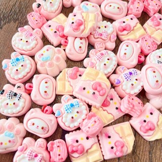 Set 10 sticker charm thỏ buny ngẫu nhiên, charm 3d đá phụ kiện trang trí dép