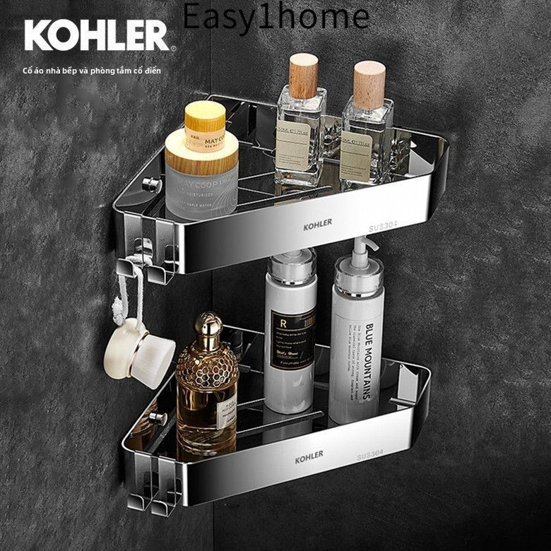 【 KOHLER 】Giá đỡ vòi sen không cần khoan cho bếp và phòng tắm cổ điển bằng thép không gỉ 304, hoàn thiện gương 8K, kệ gó