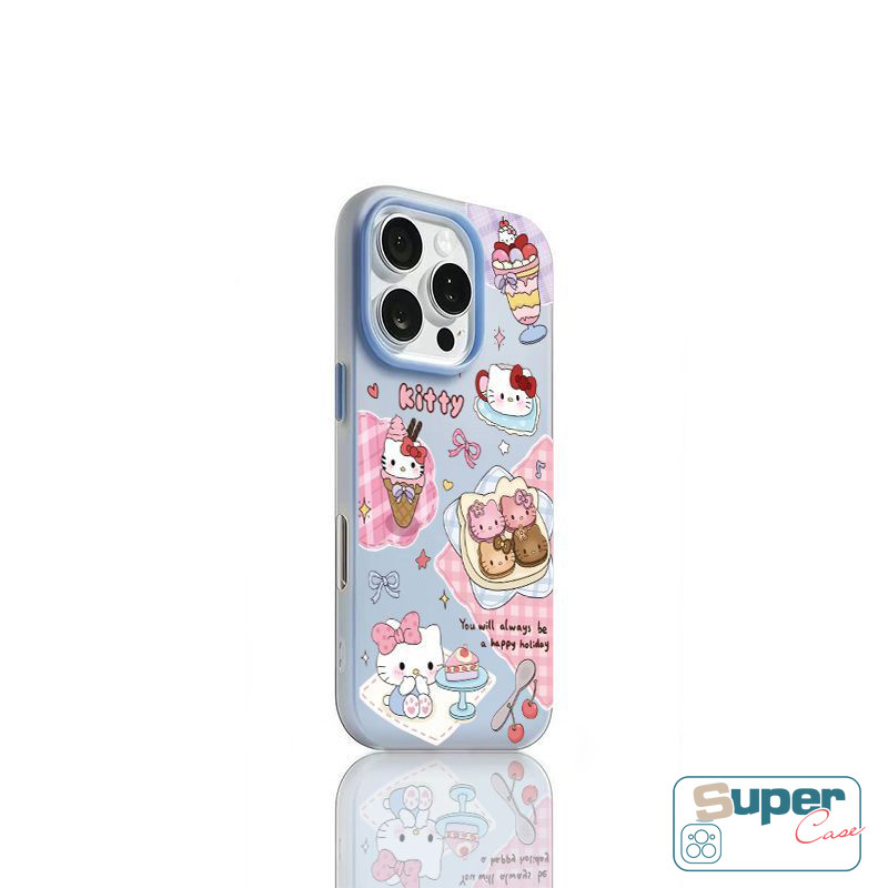 Ốp Lưng Tương Thích Cho IPhone 17 16 11 13 15 14 12 Pro Max 17 15 16 Pro XR Air 7Plus X XS Max Thời Trang Mèo Con Dễ Thương Món Tráng Miệng Silicon Mới 2 in1