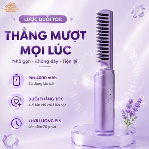 Lược duỗi tóc chạy điện không dây ion âm di động, có thể sạc lại, dễ mang theo, bảo vệ tóc và giảm hư tổn
