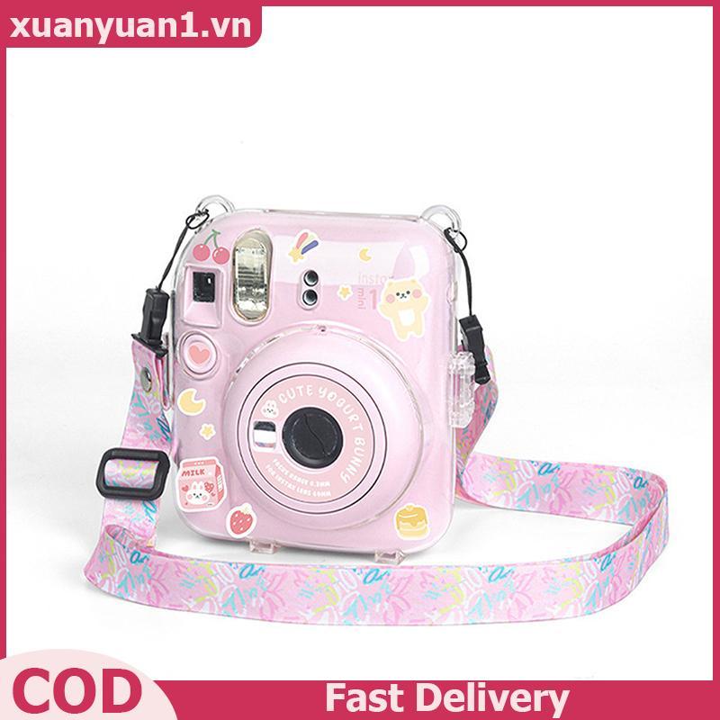 XUAN Cho Fujifilm Instax Mini 12 Vỏ Máy Ảnh Trong Suốt Bảo Vệ Mang Theo Túi Có Dây Đeo Vai Túi Bảo Quản VN