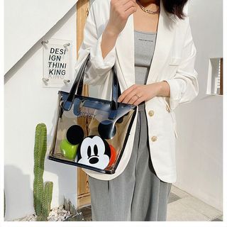 2025 Túi Trong Suốt Thạch Dung Tích Lớn Tote Đi Lại Hoạt Hình Mickey Đeo Vai Hợp Thời Trang