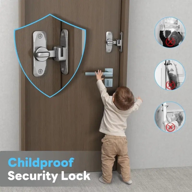 Chốt cửa hợp kim nhôm mới 90° 180° Khóa an toàn đa góc Khóa cửa chống trộm
