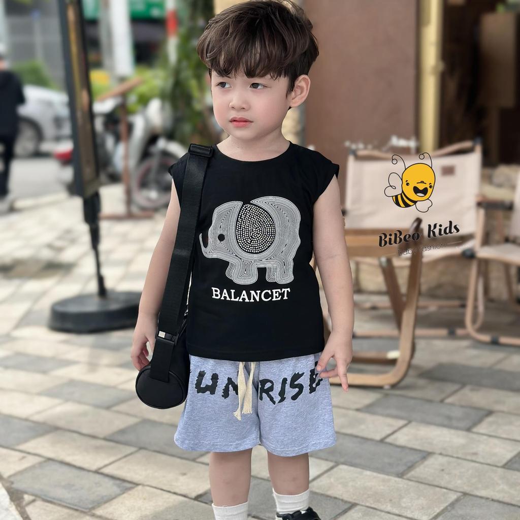 (HÀNG XẢ KHO) Bộ quần áo IN HÌNH VOI ĐÍNH ĐÁ chất liệu cotton mềm mát, cho bé từ 1 - 5 tuổi