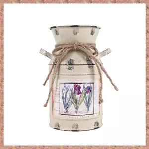 Bàn Shabby Sắp Xếp Quà Tặng Thủ Công Trang Trí Nhà Cửa Vintage Chậu Sắt Xô Cưới Bình Hoa Phong Cách Nông Thôn -Beige (R F C V)