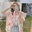 Áo sơ mi buộc dây mùa hè tay ngắn phong cách Hồng Kông