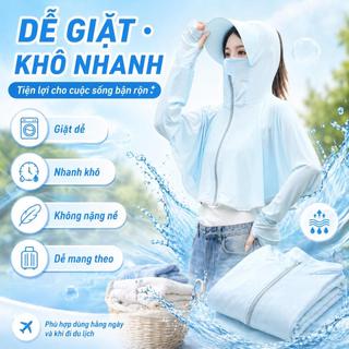Áo Chống Nắng Mùa Hè Kiểu Mới Cho Nữ UPF 50+ Có Mũ Thoáng Khí Dùng Khi Đạp Xe Khăn Choàng Che Nắng Khi Lái Xe Siêu Mát