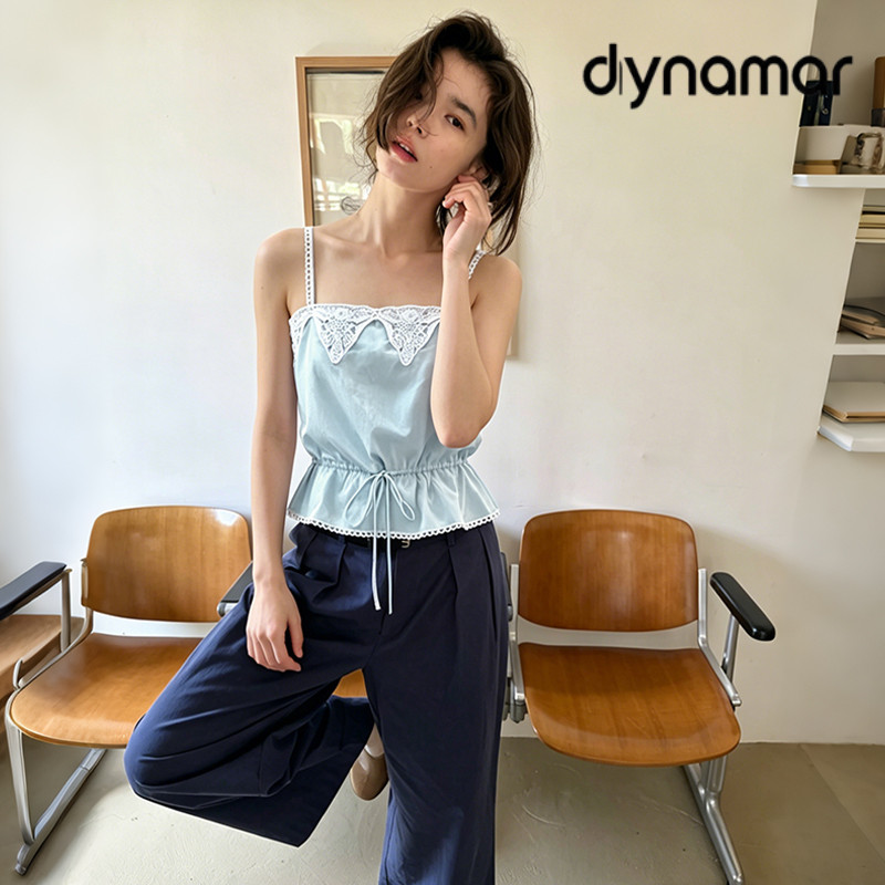 【dynamar】COD Sẵn-Áo lót nữ bằng acetate, phối ren, dây rút eo, không tay, dáng ôm, lớp trong.