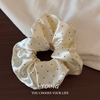 Yoing / Phong Cách Hàn Quốc Mercerized Satin Scrunchy Dây Buộc Tóc Nữ Cao Cấp Chấm Bi Dây Cao Su Độ Đàn Hồi Cao Tóc Lớn
