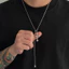 Vòng cổ mặt dây chuyền chéo bạc Unisex - Gothic Hip-Hop - Dây chuyền mỏng có thể điều chỉnh 71-80cm - Trang sức hợp kim nhẹ