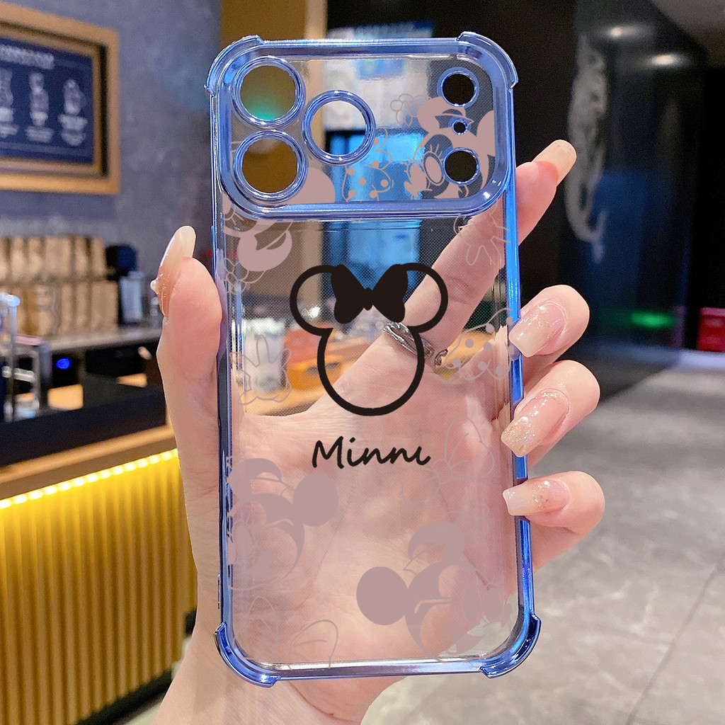 Tương thích với iPhone 17 16 15 Pro Max 14 Plus 13 12 11 XR XS Thời Trang Vẽ Chuột Mickey Minne Trong Suốt Mạ Vỏ Chống Rơi