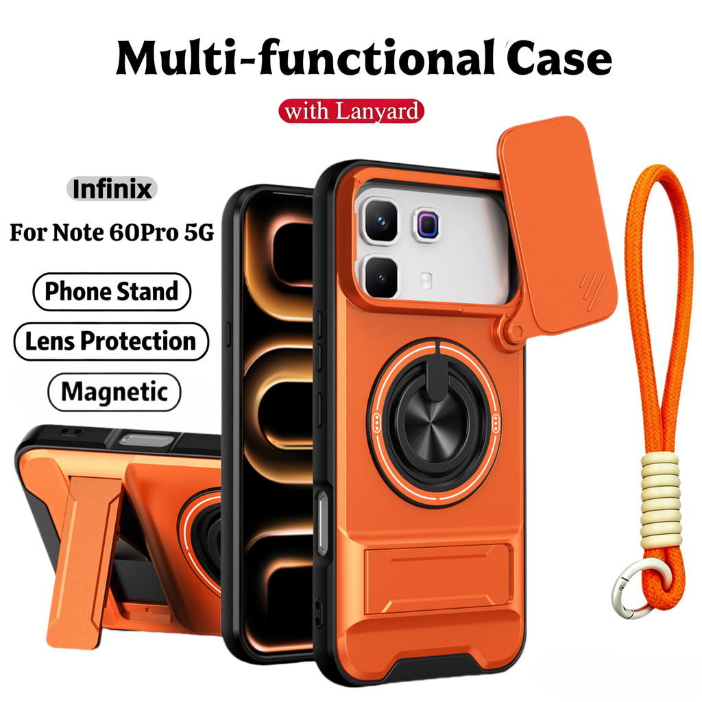 Ốp Điện Thoại Đa Năng Sang Trọng Thích Hợp Cho Infinix Note 60 Pro 5G Dây 360°Giá đỡ vòng có vỏ máy ảnh Vỏ bảo vệ toàn diện chống sốc