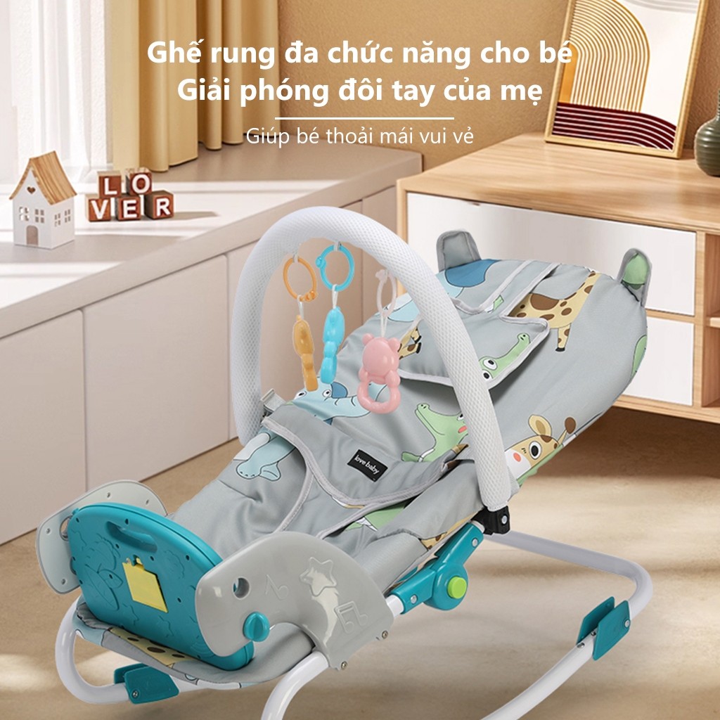 iiko Ghế rung cho bé sơ sinh 0-12 tháng vải lưới thoáng khí ghế bập bênh đa năng