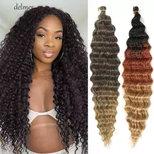 DELMER Xoắn Móc Tóc, Bím Tóc Brazil Tóc Xoăn Afro Tóc Bện Nối Dài, Sóng Sâu Lông Tơ Sóng Nước Ombre Tóc Tổng Hợp Nữ