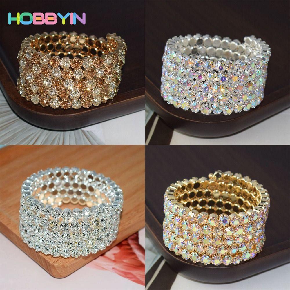 Vòng tay pha lê HOBBYIN Đá pha lê nóng dành cho nữ Vòng tay cưới