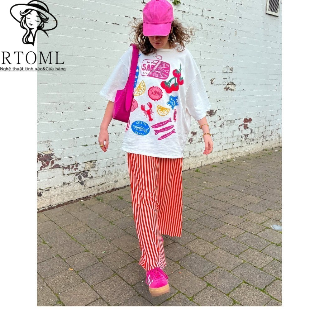 ✅24h Giao hàng】Áo thun nam nữ form rộng Hàn Quốc Họa tiết cá nhỏ thời trang 250GSM 100% Cotton Local Brand - RTOML