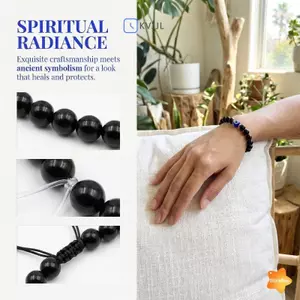 Vòng tay đá tự nhiên thủ công đính cườm mắt Luy Charm cho Yoga Thiền Phụ kiện tâm linh mới