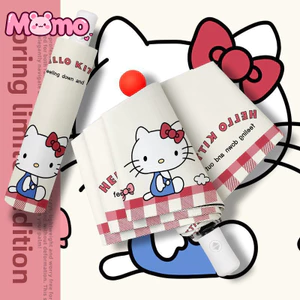 Ô che nắng vinyl họa tiết hoạt hình Hello Kitty, ô tự động gấp tám xương
