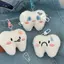 HFTOY Hoạt Hình Dễ Thương Răng Sang Trọng Móc Khóa Thời Trang Kawaii Mềm Nhồi Bông Mặt Dây Chuyền Keychian Sáng Tạo Bapa Phụ Kiện Trang Trí Quà Tặng ~