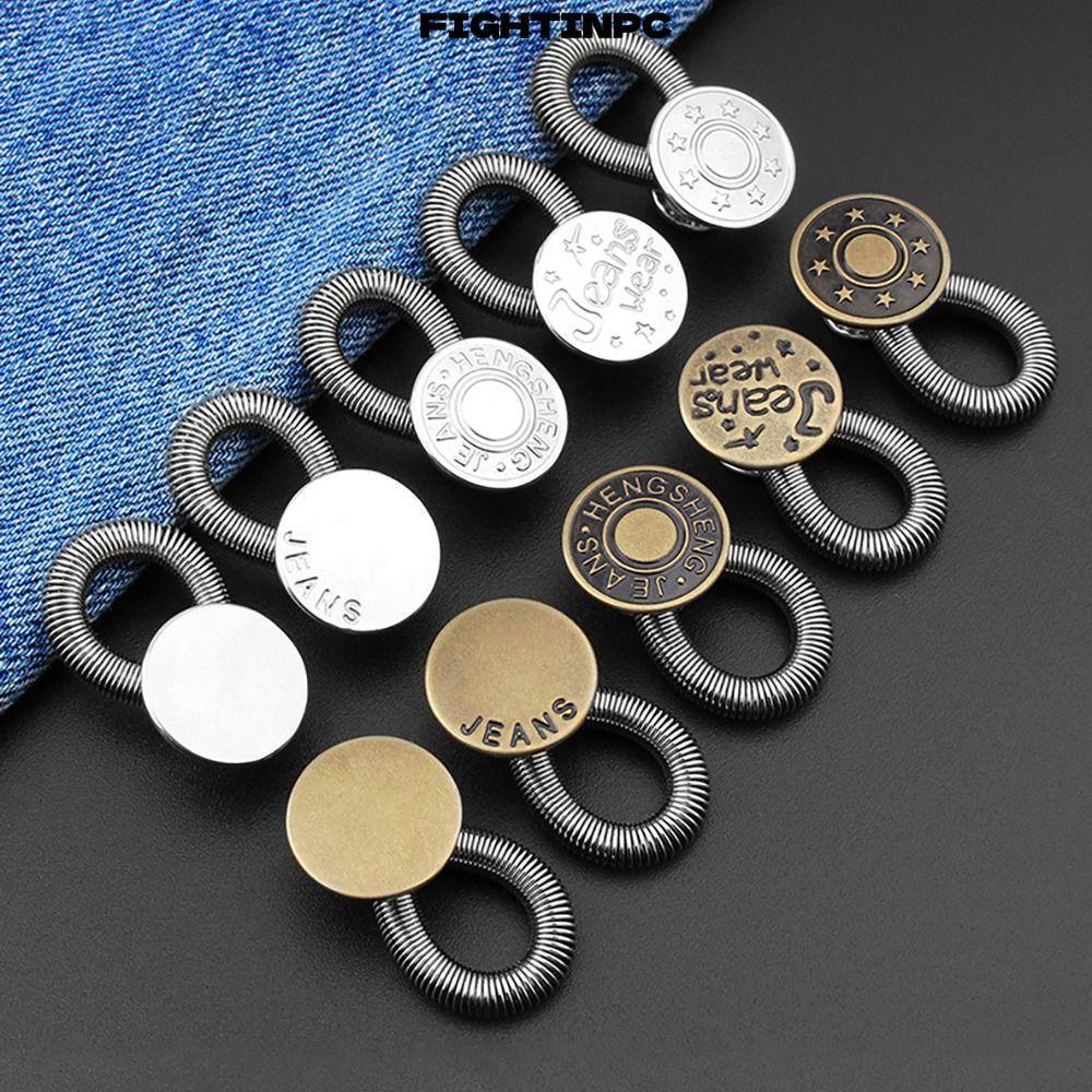 FIGHTINPC 10 Cái Nút Lò Xo, Quần Quần Co Giãn Kim Loại Co Giãn Eo Nối Dài, Dụng Cụ May 17 Mm Phụ Kiện Mở Rộng Nút Quần Jean
