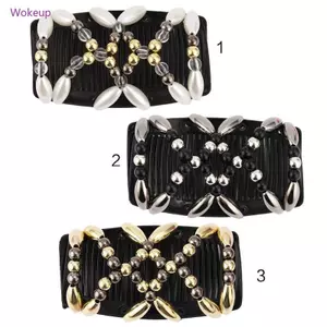Woke Nữ Co Giãn Kẹp Tóc Co Giãn Đôi Ma Thuật Lược Tóc Handmade Đính Hạt Tóc