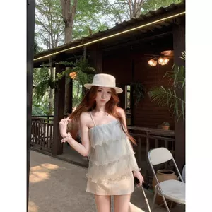 Áo khoác ngoài mùa hè Slimer Look Chic Xù Cake Sling Áo ghi lê