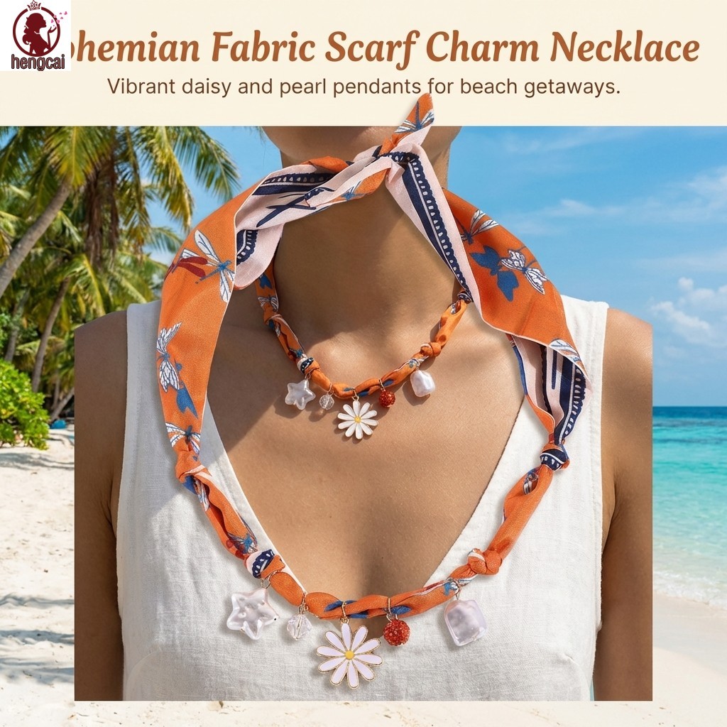 Vòng cổ hoa bằng vải Bohemian Dây chuyền có thể điều chỉnh cho lễ hội kỳ nghỉ trên bãi biển