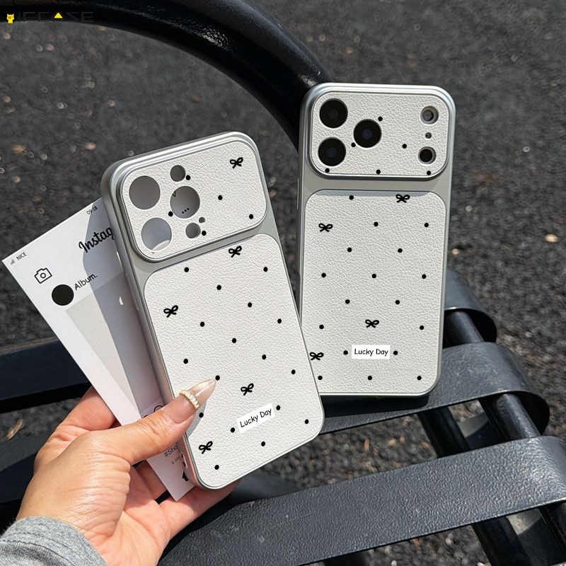 Dành Cho Redmi K90 Pro Max K80 K70 K70E K60 K60E K50 Ultra K50i K40 K40S Turbo 5 Max 4 Pro Ốp Lưng Điện Thoại Chấm Bi Màu Đen Nơ Nơ Cửa Sổ Nhìn Lớn May Mắn Vỏ Da PU