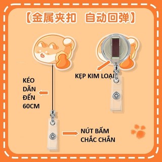 Móc - Kẹp bảng tên HSSV, nhân viên có thể kéo dãn - yoyo nhựa acrylic họa tiết bánh bao hình thú M16