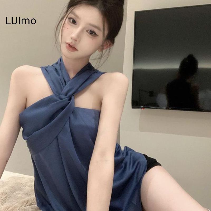 LUImo Thời Trang Mùa Hè Ngọt Ngào Gợi Cảm Xanh Xoắn Dây Ne Không Tay Áo Cho Nữ SBS