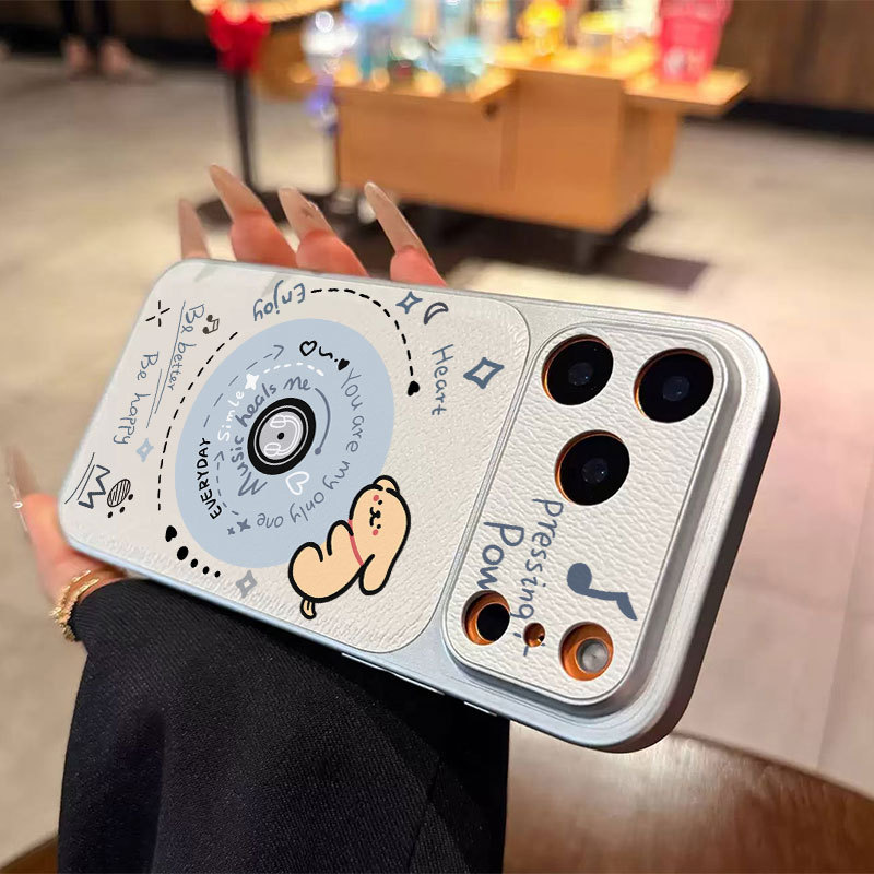 Ốp lưng iPhone họa tiết chó con ghi hình Ốp máy ảnh da mềm cao cấp - iP7/8/X/XS/XR/11/12/13/14/15/16/17/Plus/Air/Pro/Max