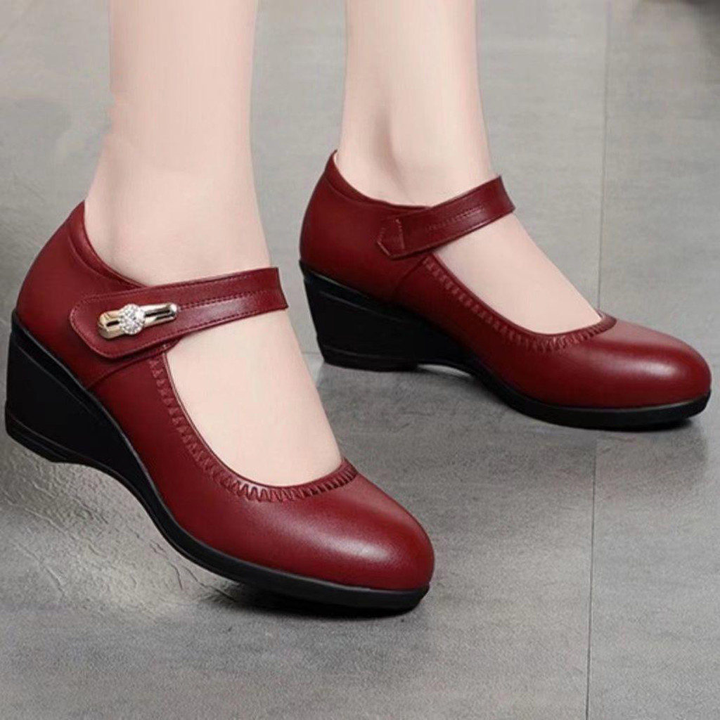 Giày Da PU Mềm Nữ Nhẹ Chống Trơn Trượt Giày Thường Cho Mùa Thu Xuân Đầu Mùa Hè