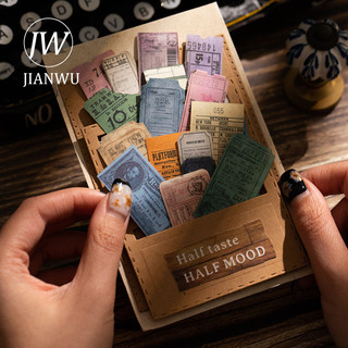 JIANWU Cổ Vé Văn Phòng Series Vintage Bill Phong Cảnh Chất Liệu Cắt Dán Đóng Hộp Nhãn Dán Sáng Tạo DIY Tạp Chí Văn Phòng Phẩm