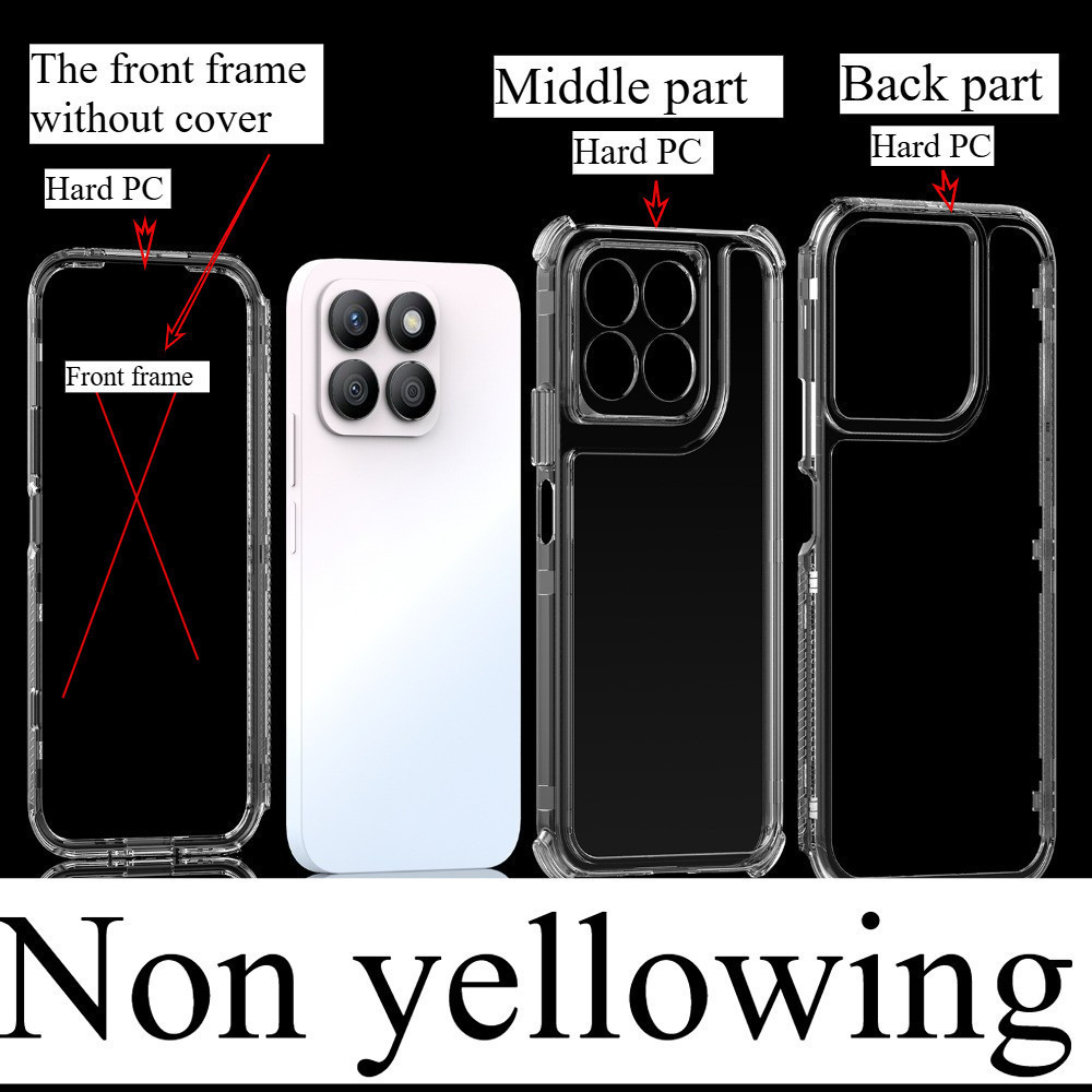 Ốp Điện Thoại Trong Suốt Acrylic 3 TRONG 1 Cho Redmi Note 14 13 12 11 10 Pro Plus A5 A4 A3 A2 A1 4G 5G 15 15C 13C 12C 10C 4G 5G Bốn Góc Chống Sốc