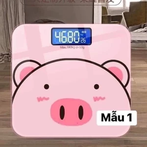 Cân điện tử sức khỏe hình heo hồng, mặt kính cường lực, cảm biến 4 điểm, kết nối bluetooth