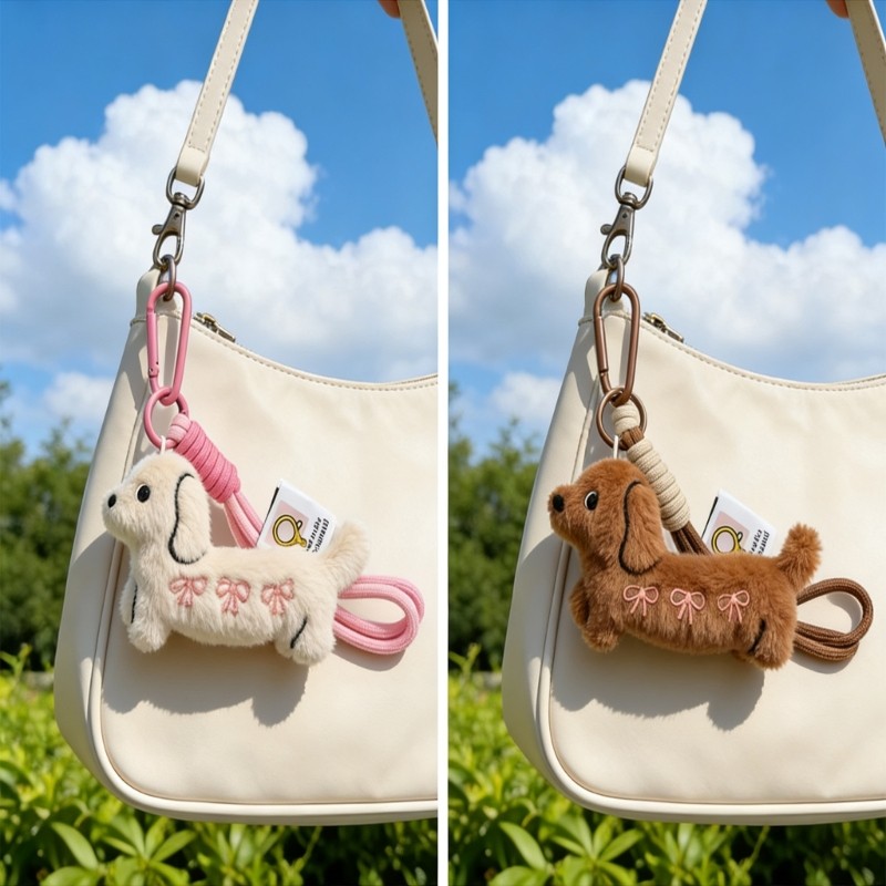 DASBSUG Phim hoạt hình ngọt ngào Dachshund Túi sang trọng quyến rũ để cá nhân hóa Mặt dây chuyền túi lông mềm Lý tưởng cho trẻ em và người lớn Pra