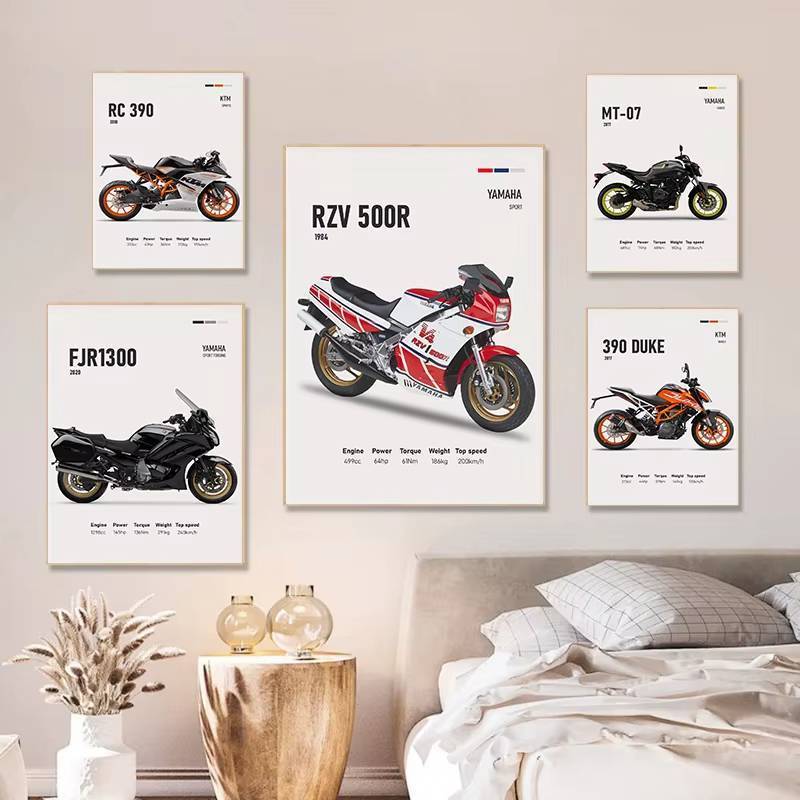 Poster xe máy KTM Yamaha | Thương Hiệu Thời Trang Thoáng Mát In Canvas Nghệ Thuật Nhà Phòng Khách Phòng Ngủ Trang Trí Tường Hiện Đại Trang Trí Không Khung