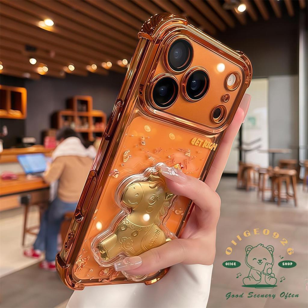 【 Ốp lưng iPhone17 】 Ốp điện thoại mạ chống rơi 2026 Year of the Horse iPhone17 Pro Max 16 15 14 13 12 11 cho vỏ iPhone Vỏ mềm silicon TPU chống sốc