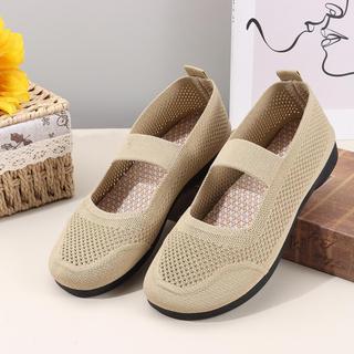 [Còn hàng] Giày nữ mũi vuông LEAFYHOME, lưới rỗng, đế bệt mềm thoáng khí, dễ gập, lười slip-on, đi thường ngày