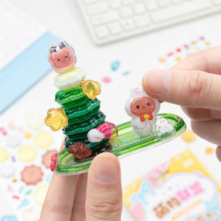 ENWEI 1 Cái [Dòng sân chơi dễ thương] Xếp chồng dập nổi Tháp đám mây cầu vồng vui nhộn Nhãn dán phong cách hoạt hình cá heo cho tạp chí Người lập kế hoạch Thủ công