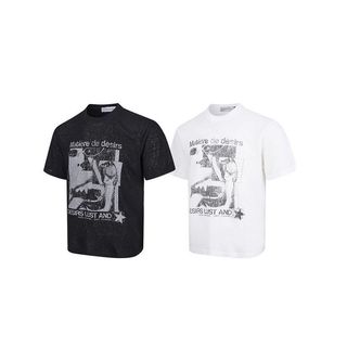 DICHUANGZHE Nam Nữ Retro Phố Cao Cấp Vui Nhộn Chân Dung In Hình Áo Thun Dệt Kim