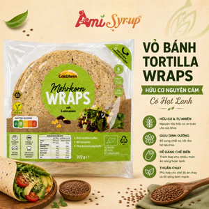 Vỏ Bánh Tortilla Wraps Hữu Cơ Nguyên Cám Có Hạt Lanh Gói 372g 6 Miếng Mềm Dẻo Dễ Chế Biến