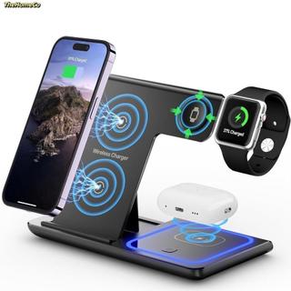 [Vận chuyển nhanh] Trạm sạc nhanh THEHOMECO, Bộ sạc không dây đèn xanh di động, Đế sạc 3 trong 1 có thể gập lại