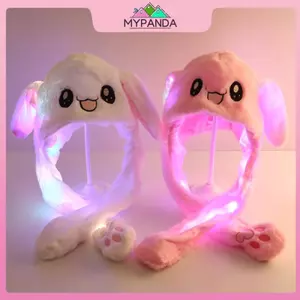 MYPANDA 1Pc Phát Sáng Tai Thỏ Dễ Thương Nón Nhảy Mũ Thỏ Phát Sáng Tai Di Chuyển Mũ Thỏ Hoạt Hình Dễ Thương Sang Trọng Mũ Đồ Chơi Quà Tặng.