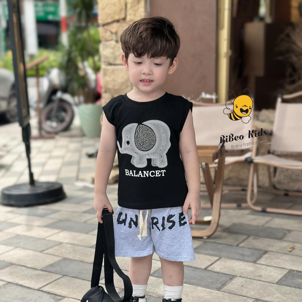 (HÀNG XẢ KHO) Bộ quần áo IN HÌNH VOI ĐÍNH ĐÁ chất liệu cotton mềm mát, cho bé từ 1 - 5 tuổi