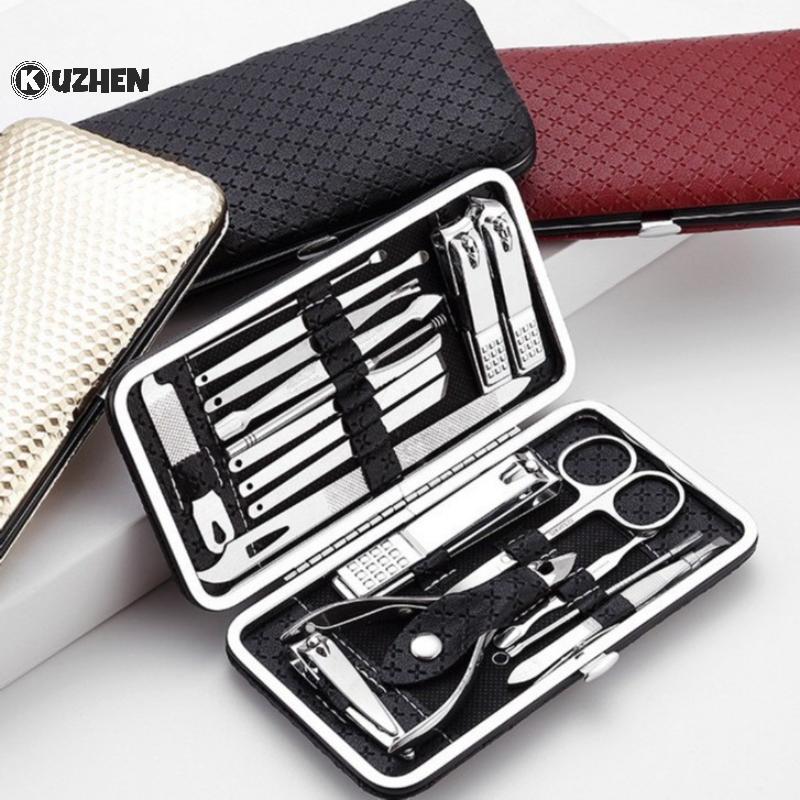 KUZHEN 8 / 19 Cái Bộ Dụng Cụ Làm Móng Chân Bộ Dụng Cụ Cắt Móng Tay Bằng Thép Không Gỉ Bộ Dụng Cụ Chải Lông Cho Văn Phòng Tại Nhà Lưu Trữ Di Động HOT