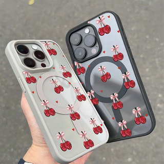 Ốp bảo vệ iPhone họa tiết anh đào sạc từ tính chống trầy xước - iP 7/8/X/XS/11/12/13/14/15/16/17/Plus/Pro/Max/Air
